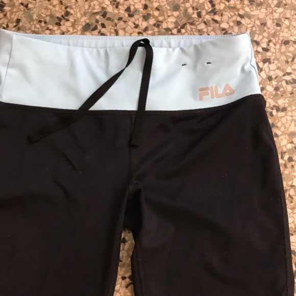 FILA Black and Light Blue w/ Mesh Panel Leggings - Picture 3 of 4